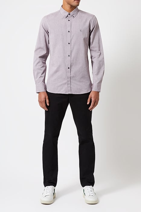 OXFORD LOGO LONG SLEEVE SHIRT BORDEAUX/DARK NAVY 2