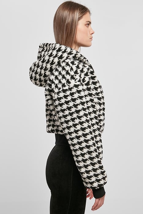 LADIES SHORT OVERSIZED AOP SHERPA JACKET BLACKHOUNDSTOOTH 7