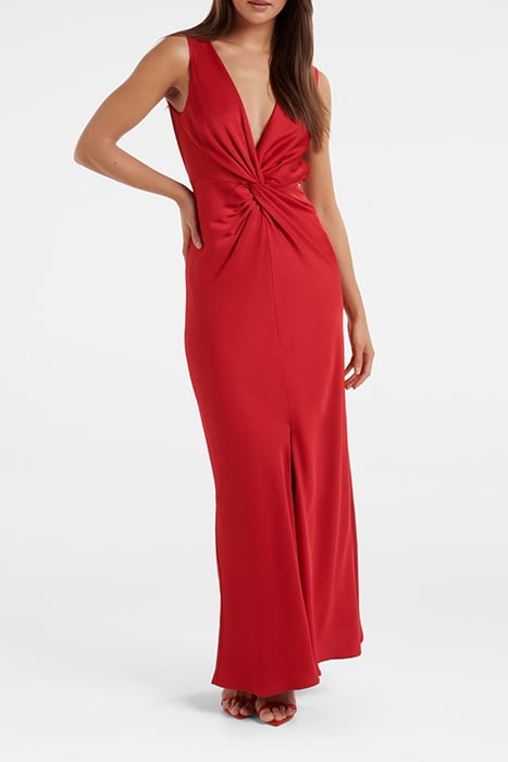 PARKER SATIN TWIST MIDI DRESS BARBADOS CHERRY 1