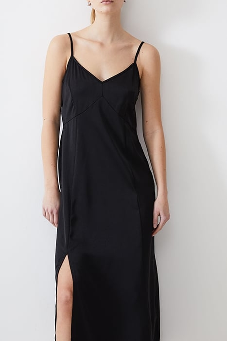 SATIN SLIP DRESS LONG BLACK 3
