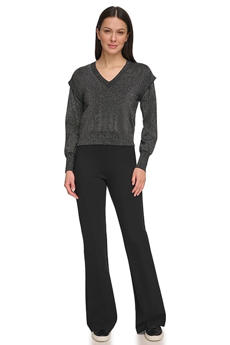 L/S LUREX VNECK SWTR BLACK 3