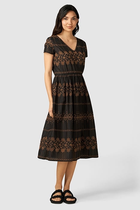 MIDI DRESS WITH EMBROIDERY BROWN 4