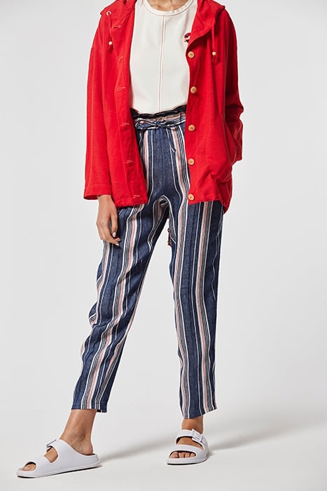 STRIPED LINEN DONGA TROUSERS BLUE 1