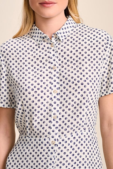 RISE - OFF WHITE SHIRT DRESS WITH GRAPHIC POLKA DOT PRINT 4