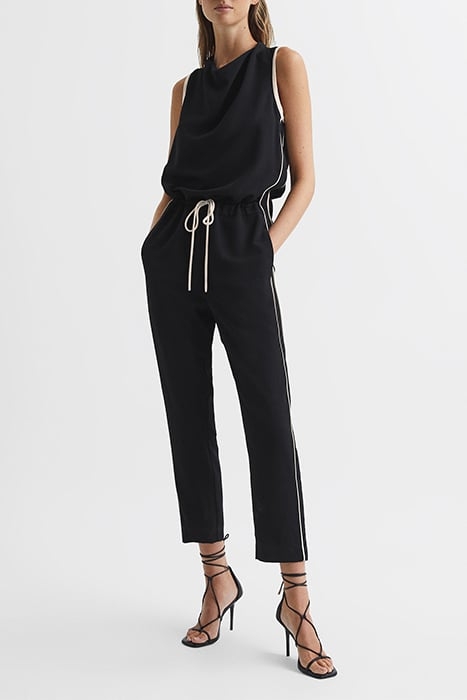 TAYLA-SIDE STRIPE JUMPSUI BLACK/WHITE 2