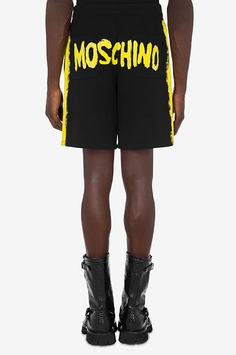 BERMUDA SHORTS IN MOSCHINO PAINT ORGANIC FLEECE BLACK 2