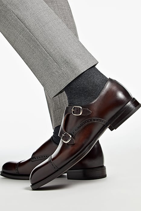 LEATHER-DOUBLEMONK-D.BROWN BROWN 3