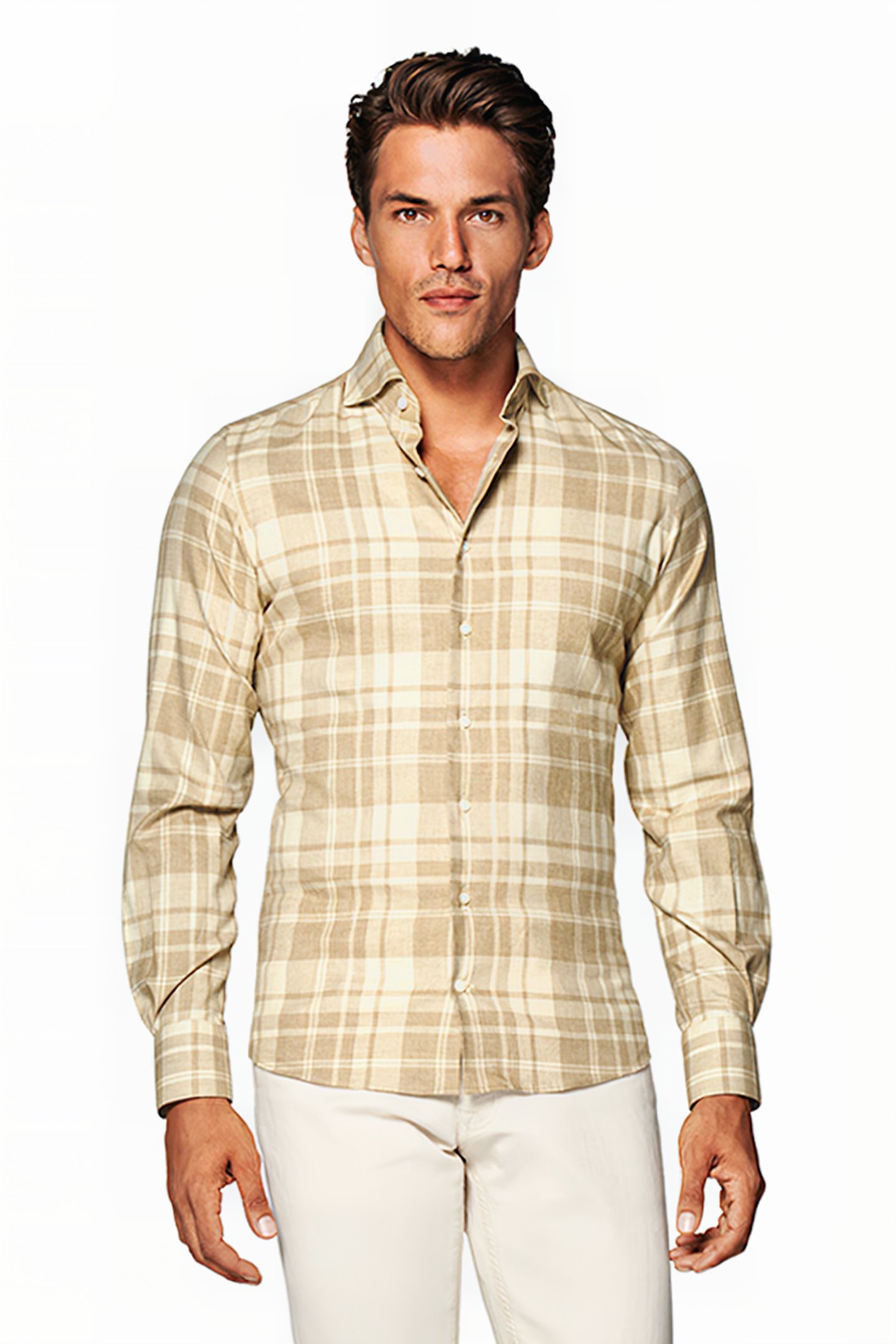 FLANNEL SAND CHECK LIGHT BROWN 1