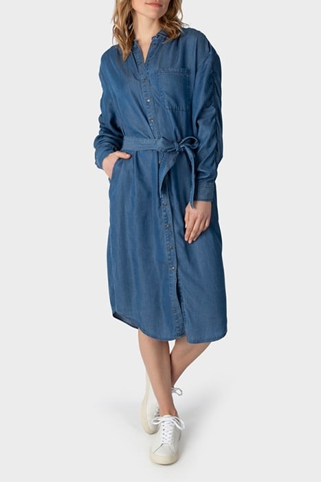 DRESS WOVEN LONG MID BLUE DENIM 1