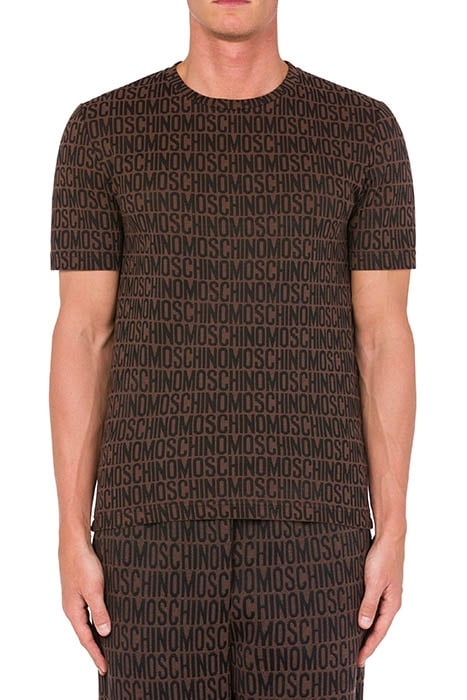 ALLOVER LOGO JACQUARD JERSEY T-SHIRT BROWN 1