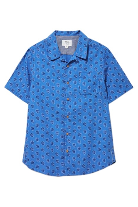 BLOCK LEAF PRINTED  SHIRT BRIGHT BLUE 4