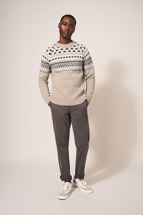 NORDIC YOKE FAIRISLE CREW DARK NATURAL 2