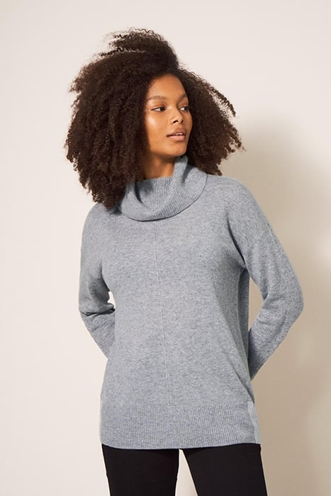 CALLIE H NECK CASHMERE JUMPER MID GREY 1