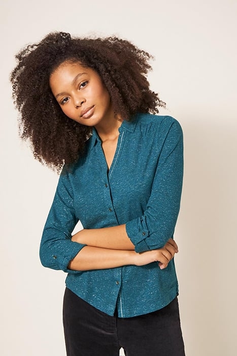 ANNIE SPARKLE JERSEY SHIRT DARK TEAL 3