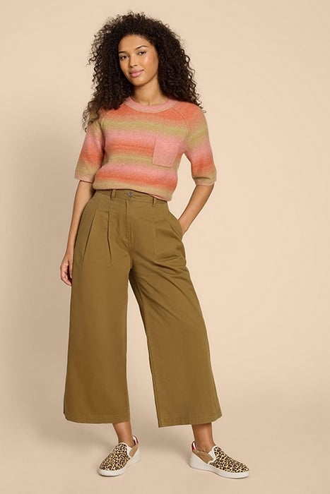 SAMIRA WIDE LEG CROP TROUSER KHAKI GREEN 2