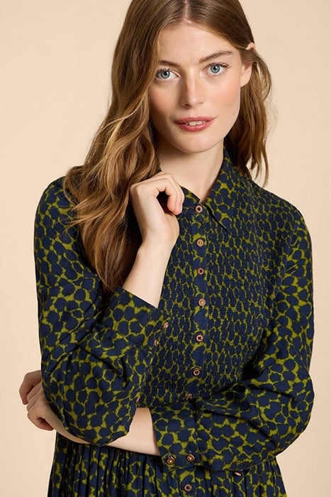 VALERIA MIDI SHIRT DRE GREEN PRINTED 4