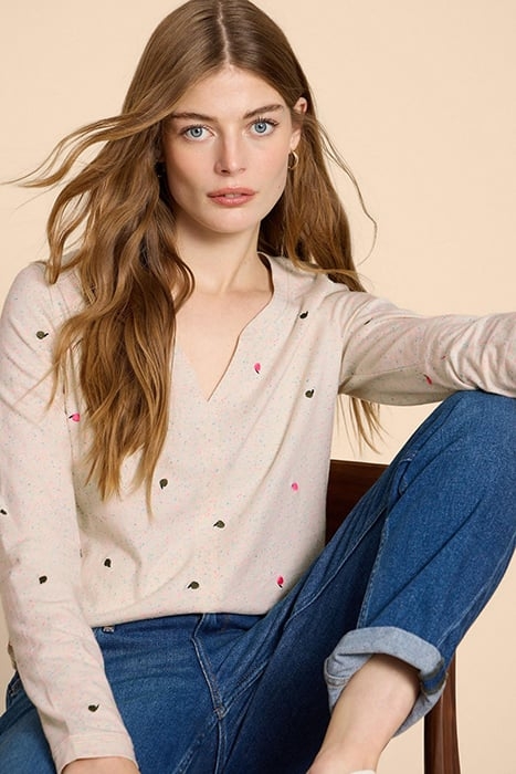 NELLY  EMBROIDERED TEE NATURAL 4