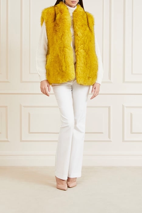 ELODIE FAUX FUR VEST LAGUNA GOLD CARDIGAN MULTI 3