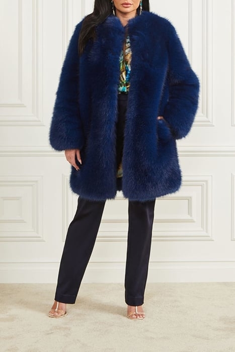 AMELIE FAUX FUR JACKET STILL NIGHT COAT MULTI 2