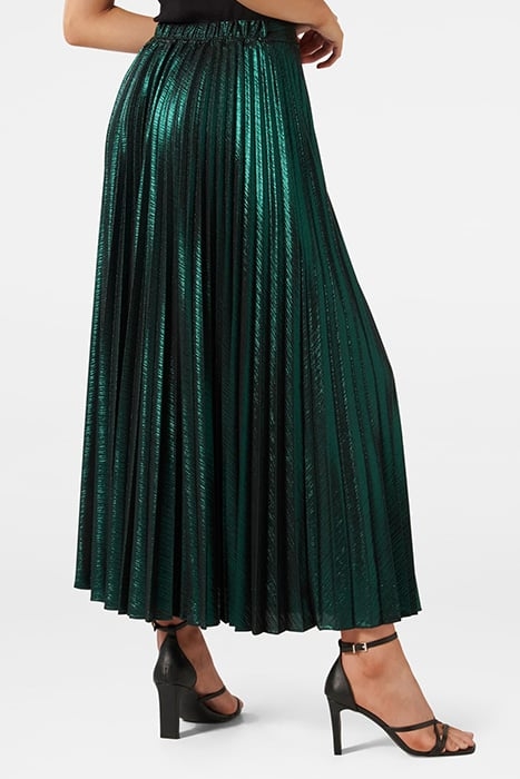 RYLEE METALLIC PLEATED SKIRT GREEN 2