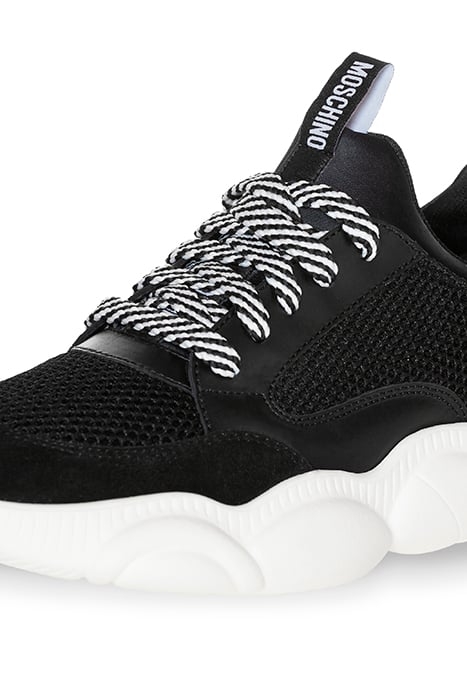 TEDDY RUN SNEAKER IN MESH, CALFSKIN AND SPLIT LEATHER BLACK 4