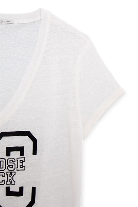 ECRU LINEN KNIT SLOGAN T-SHIRT 6