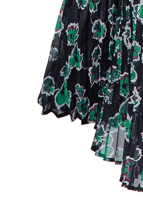 BLACK XL FLORAL PRINT LONG PLEATED SKIRT 5