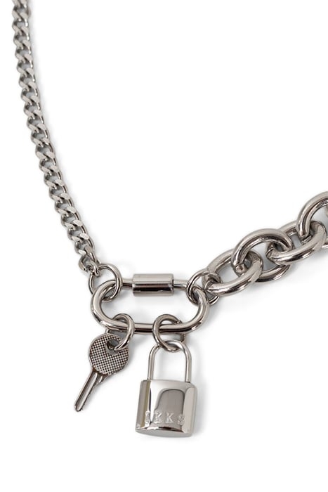 MIXED MARINE LINK AND PADLOCK LONG NECKLACE 3