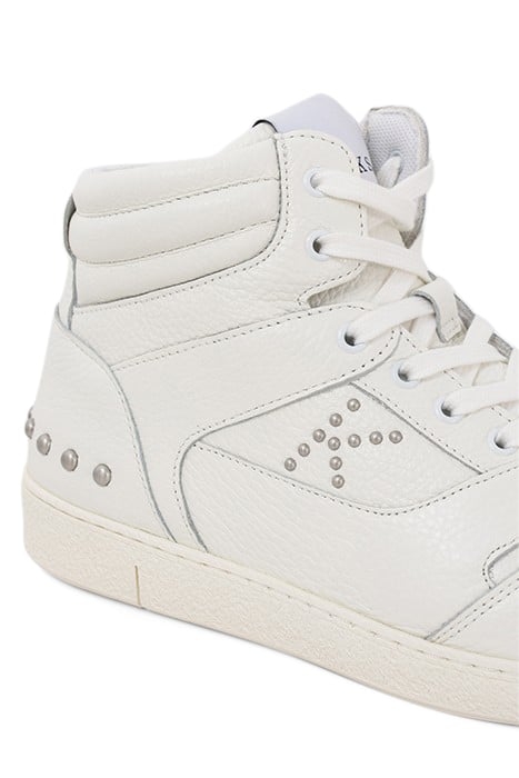 WHITE LEATHER TRAINERS WITH STUD DETAILS 6