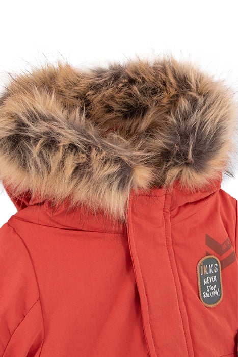 BABY BOYS’ ORANGE FUR-LINED PARKA WITH PRINT ON BACK 3