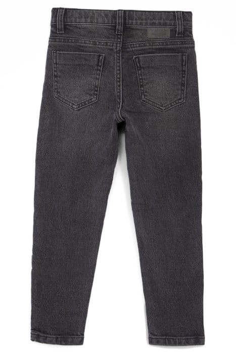 BOYS’ GREY EMBROIDERED AND DISTRESSED KNEE TAPERED JEANS 2