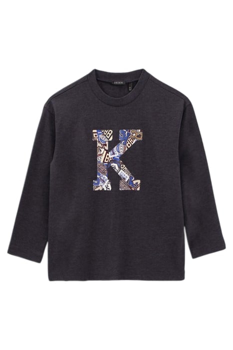 BOYS’ NAVY MARL XL LETTER K-BADGES T-SHIRT 1