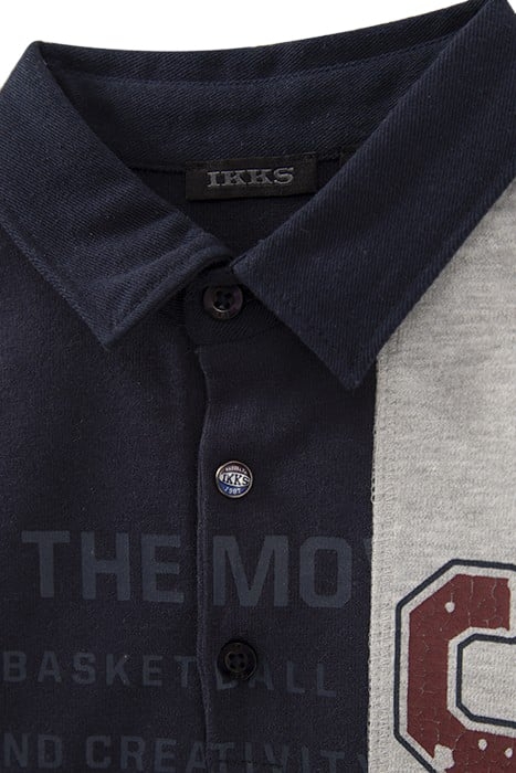 BOYS’ NAVY/GREY/BURGUNDY RUGBY-STYLE POLO SHIRT 4