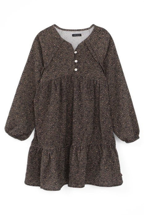 GIRLS’ KHAKI LEOPARD-HEART PRINT DRESS 1