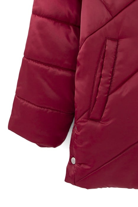 GIRLS’ BURGUNDY FUR-LINED QUILTED HOODED PADDED JACKET 4