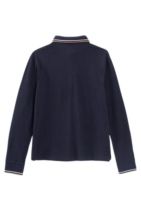 BOYS’ NAVY STRIPED RIBBED POLO SHIRT 2