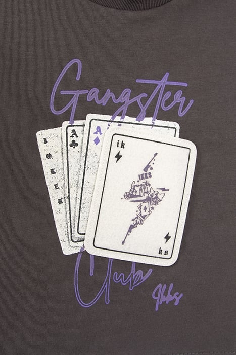 BABY BOYS’ GREY PLAYING CARDS BADGE AND PRINT T-SHIRT 6