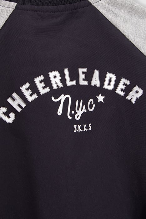 BABY GIRLS’ NAVY BASEBALL JACKET WITH GREY LUREX SLEEVES 7