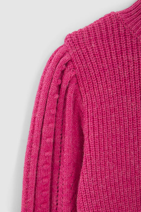 CHERRY PINK DECORATIVE KNIT HIGH-NECK SWEATER 7