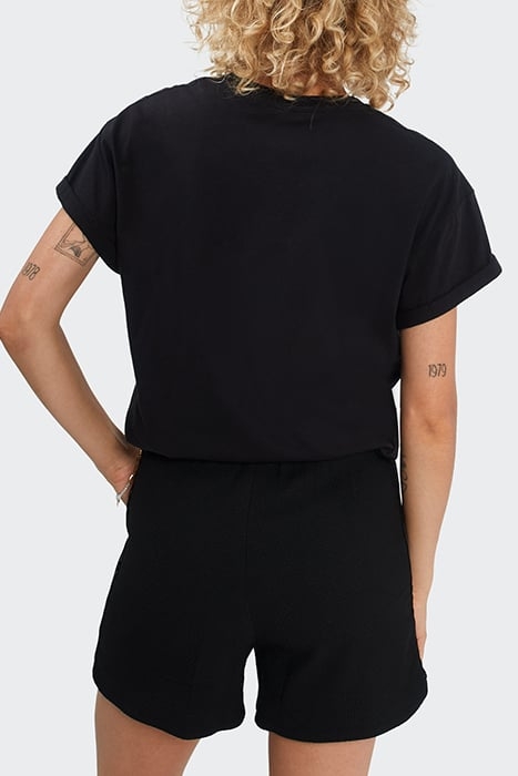 BLACK WAFFLE-KNIT SHORTS WITH LETTER BANDS 2