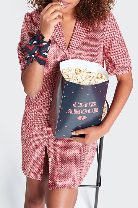 WINTER CRIMSON TWEED-LOOK DRESS 5