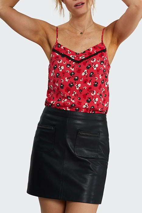 FLASH PINK ROCK FLORAL PRINT LINGERIE-STYLE TOP 1