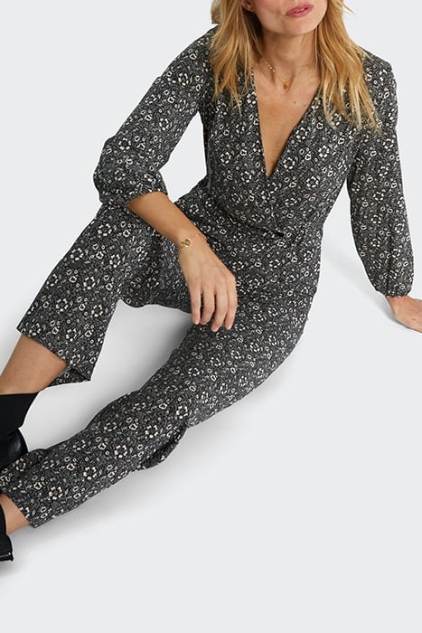 BLACK GRAPHIC FLOWER PRINT JUMPSUIT 4