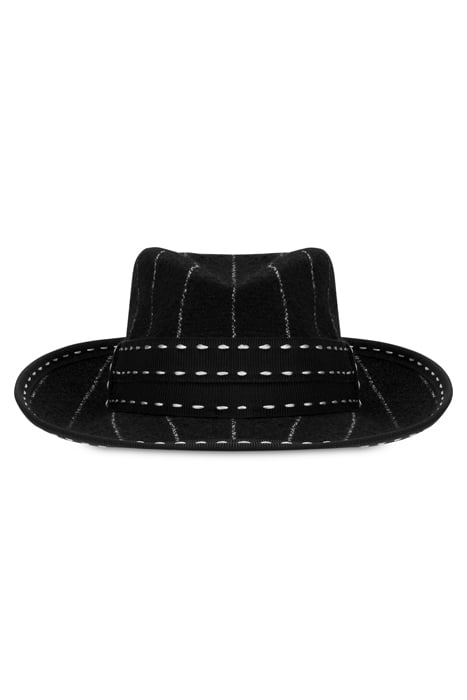 WOOL BLEND PINSTRIPE HAT BLACK 1