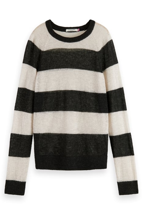 BLOCK STRIPE RAGLAN PULLOVER BLACK STRIPE 1