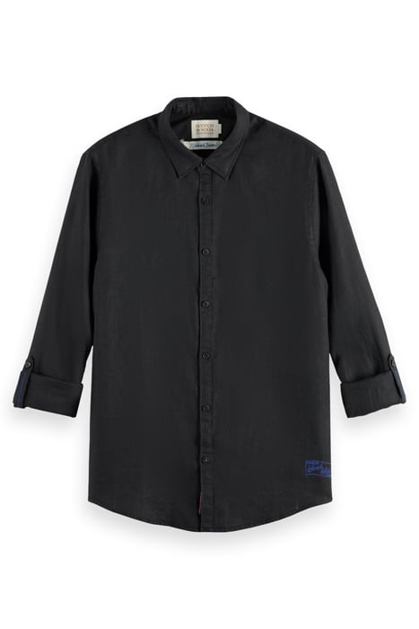 LINEN SHIRT WITH ROLL-UP BLACK 1