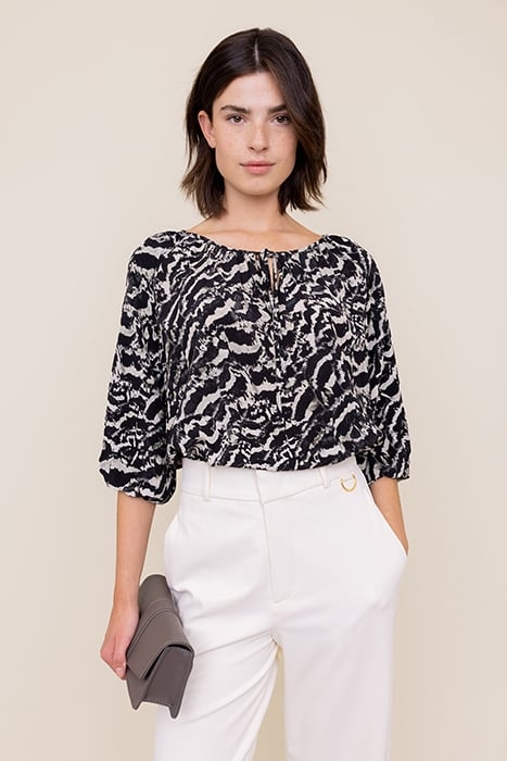 PUFF SLEEVE TOP GREY / BLACK 1