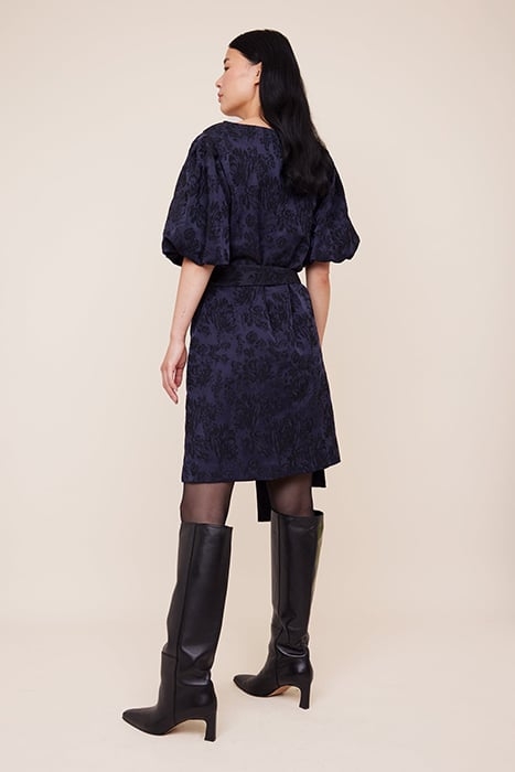 JACQUARD DRESS WITH BELT DARK SAPPHIRE / BLACK 2