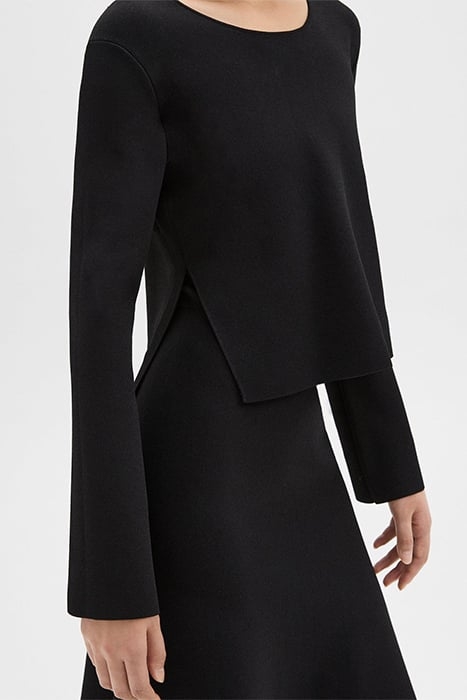 LAYERED TRUMPET DRESS IN CREPE KNIT BLACK 4