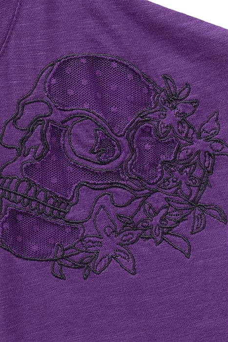 PURPLE T-SHIRT WITH SKULL EMBROIDERY AND TULLE PLUM 4
